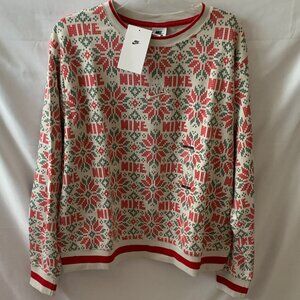 NIKE Sportswear Club Festive Fleece Holiday Sweatshirt Sz LARGE